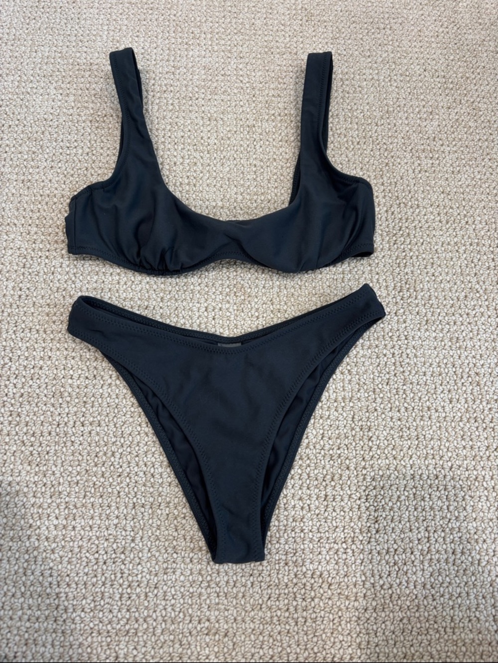 Montce dark grey Underwire Scoop Bikini Set